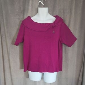 Rafaella 2x Fuchsia Top with Elegant Collar
